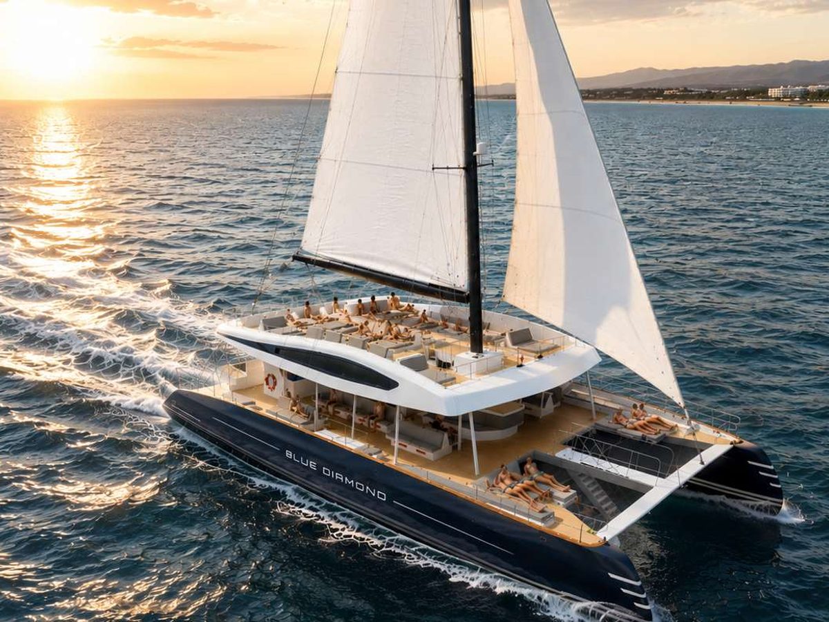 Passeig en vaixell al capvespre en catamarà prémium amb begudes