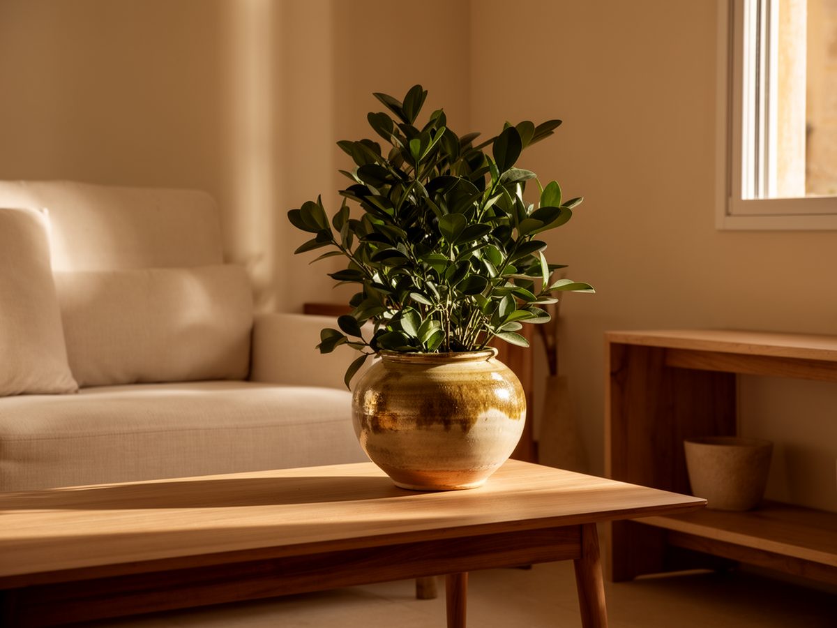 Planta d'interior amb test artesà
